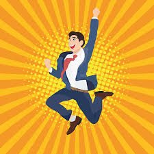 trabajador saltando de alegria